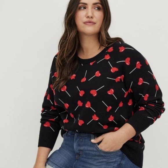 torrid Sweaters - Torrid Black Heart Lollipop Crew Pullover Sweater 2 / 2X / 18-20